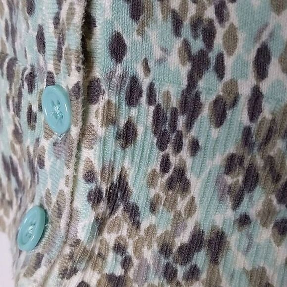 Merona Snakeskin Print Green/Grey Stretch V Neck Cardigan size S - Picture 7 of 9
